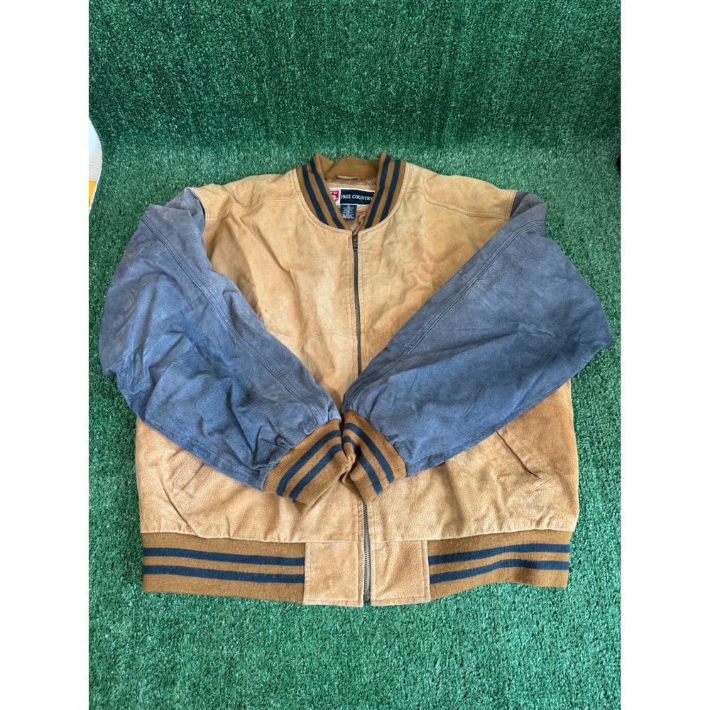 Free Country Mens XL Leather Bomber Jacket Vintage XL